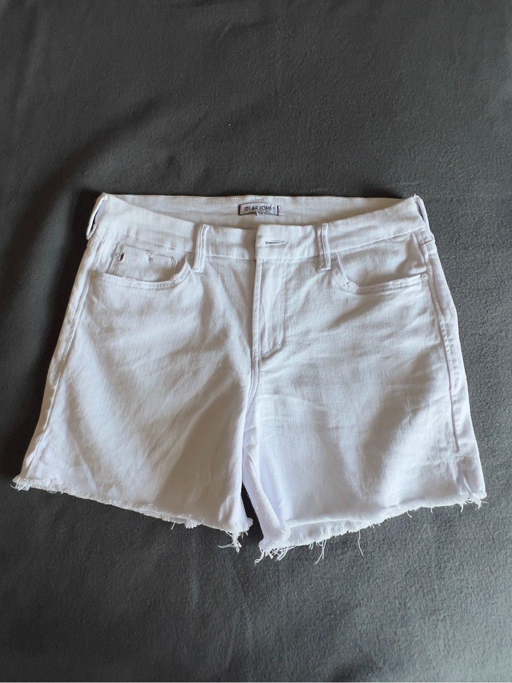 Dear John White Frayed Hem Denim Shorts